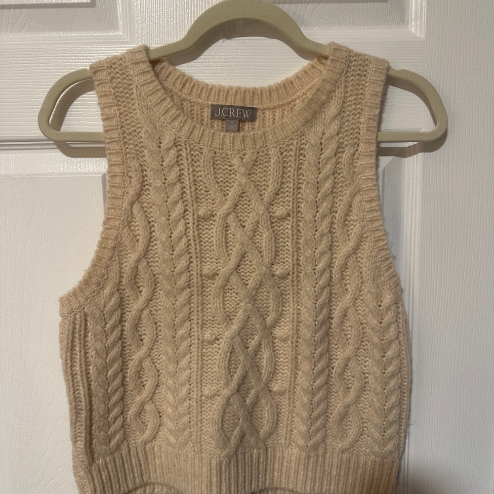 J. Crew Women's Cream Cable Knit Sweater Vest